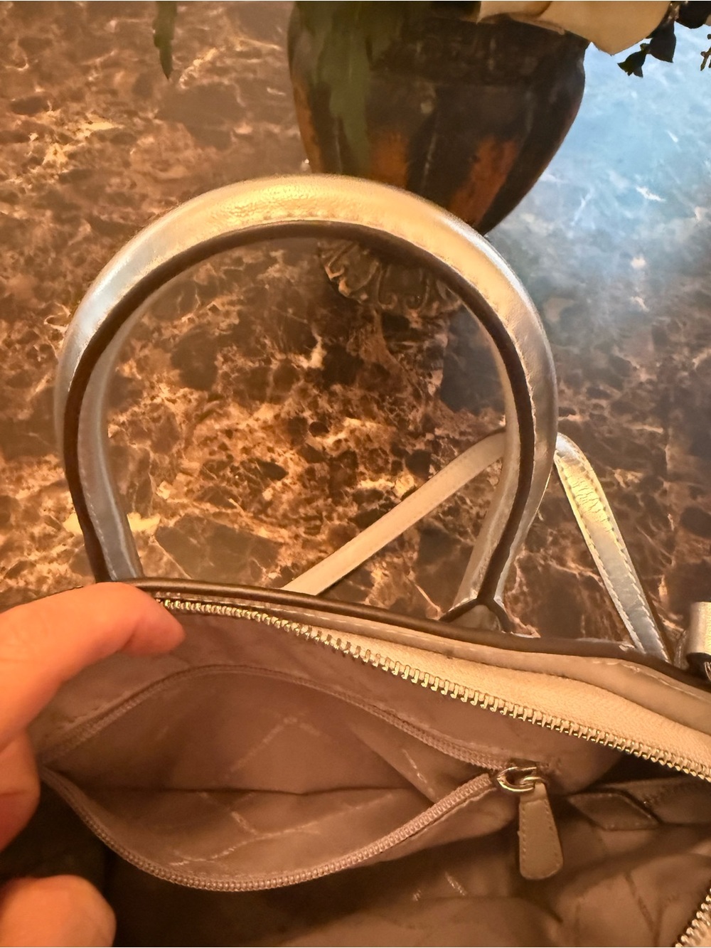 Michael Kors Metallic Taupe Logo Satchel with Detachable Strap - Picture 8 of 8
